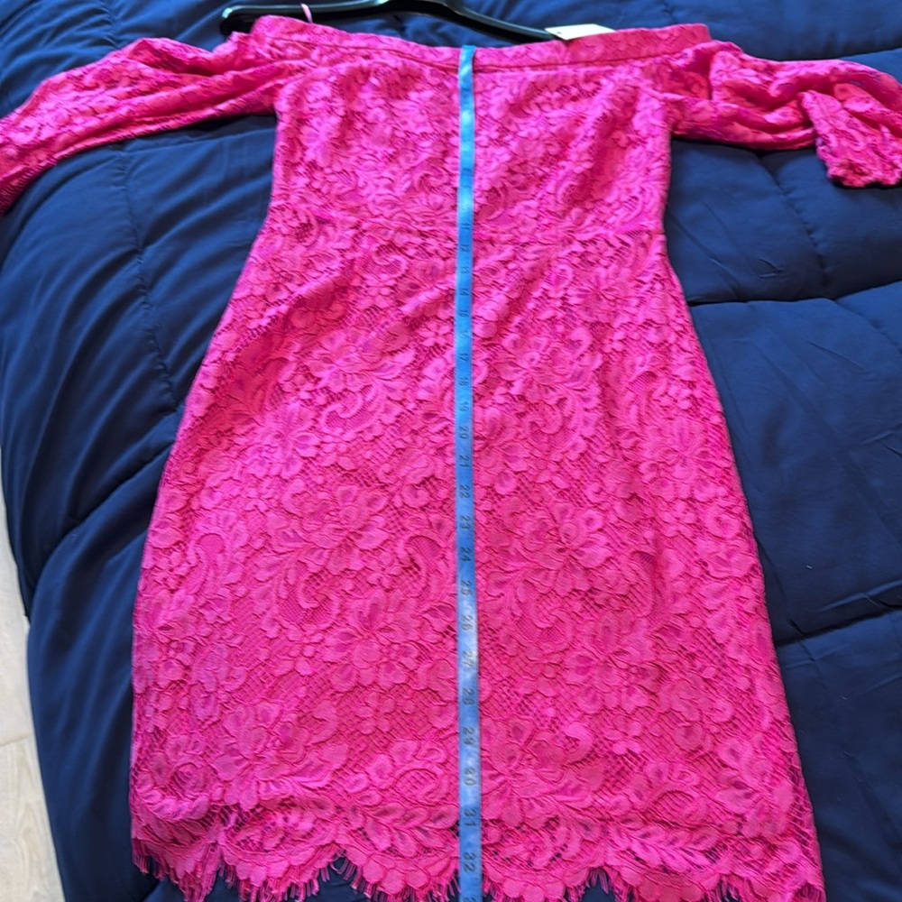 Trina Turk Akamai Lanai  pink lace overlay off shoulder dress size 4 NWT - Picture 13 of 13